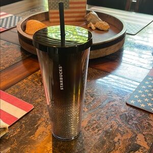 NWOT Starbucks Metallic Black Tumbler with Straw
